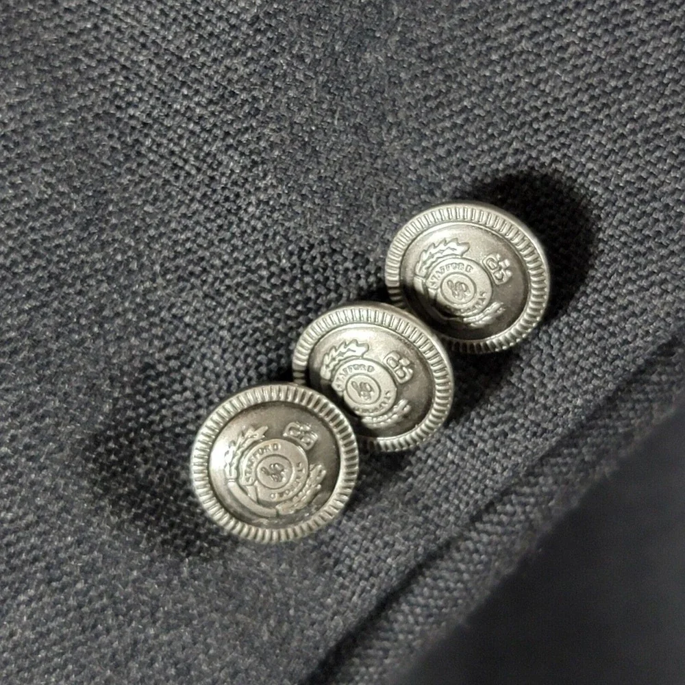 Stafford Men's Sport Coat‎ Blazer Two Button Charcoal Gray Poly Wool Size 46L